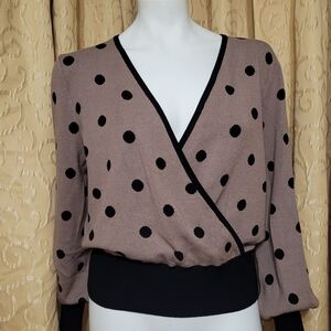 NWT Women's Large "New York & Company" Black/Brown Polka Dot Sweater